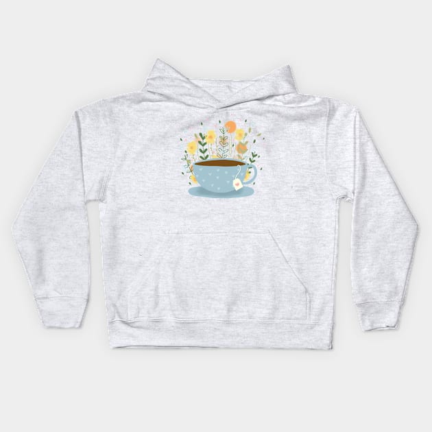 Floral Tea Kids Hoodie by KathrinLegg